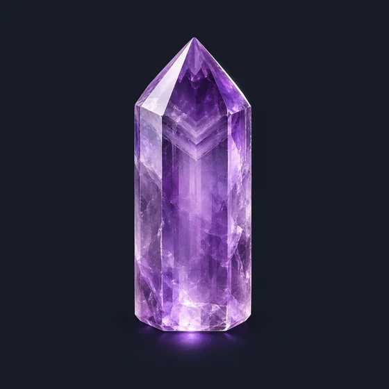 アメジストの絵（先のとがった一本の結晶・澄んだ紫）